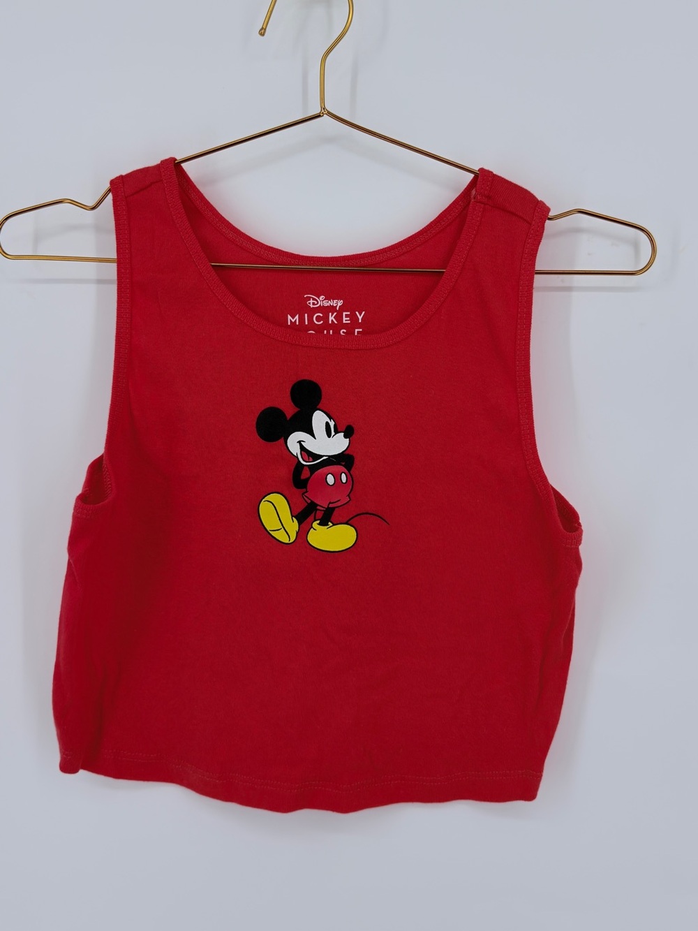 Disney Mickey Mouse Red Crop Tank Top Size Small Classic Graphic